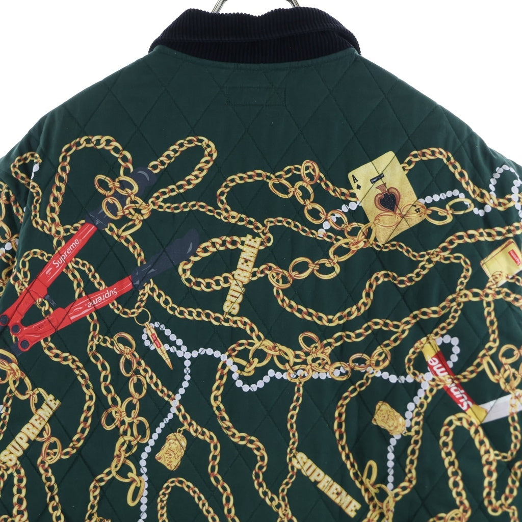 SUPREME(シュプリーム) 20AW Chains Quilted Jacket チェーンプリント コーデュロイカラー キルティングジャケット カーキ