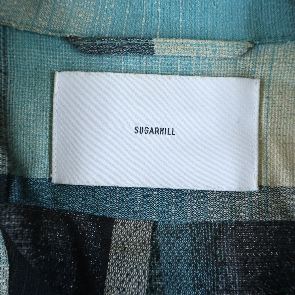 SUGARHILL(シュガーヒル) 24SS RAYON OMBRE PLAID OPEN COLLAR BLOUSE レーヨン チェック柄 オープンカラー 長袖シャツ ロングスリーブ ブルー 2441000507