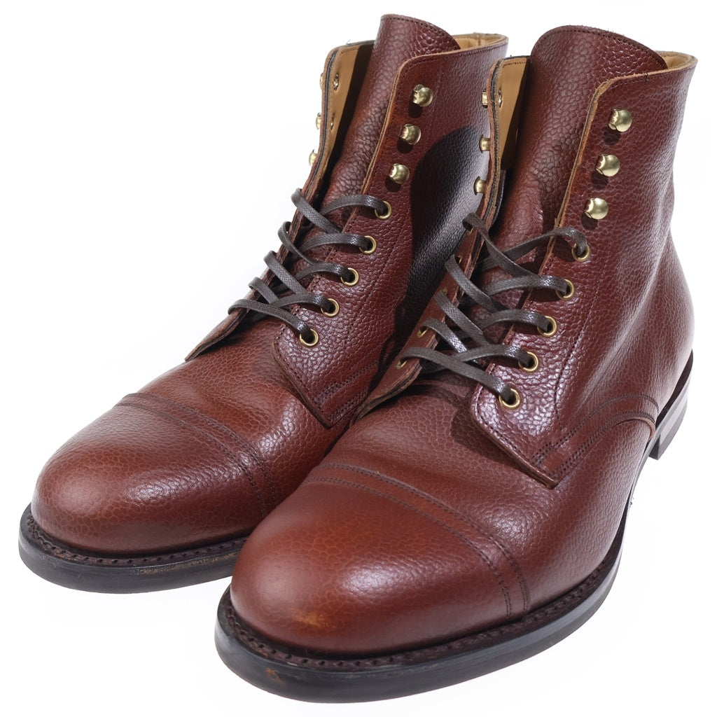 RRL(ダブルアールエル) ハンドバーニッシュド ペブルド レースアップ ハイカットブーツ ブラウン