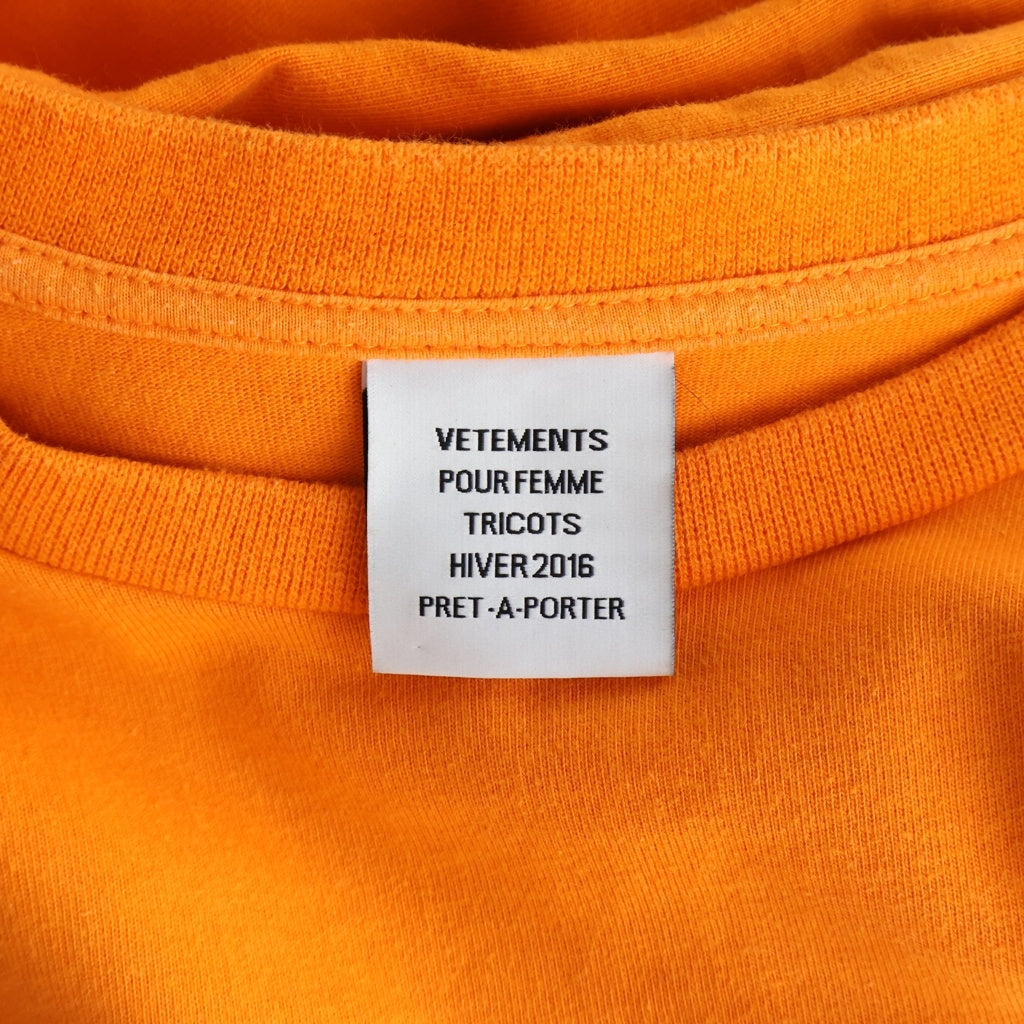 VETEMENTS(ヴェトモン) 16SS Arm Print L/S Tee アームプリント 長袖Tシャツ オレンジ SS16TP14