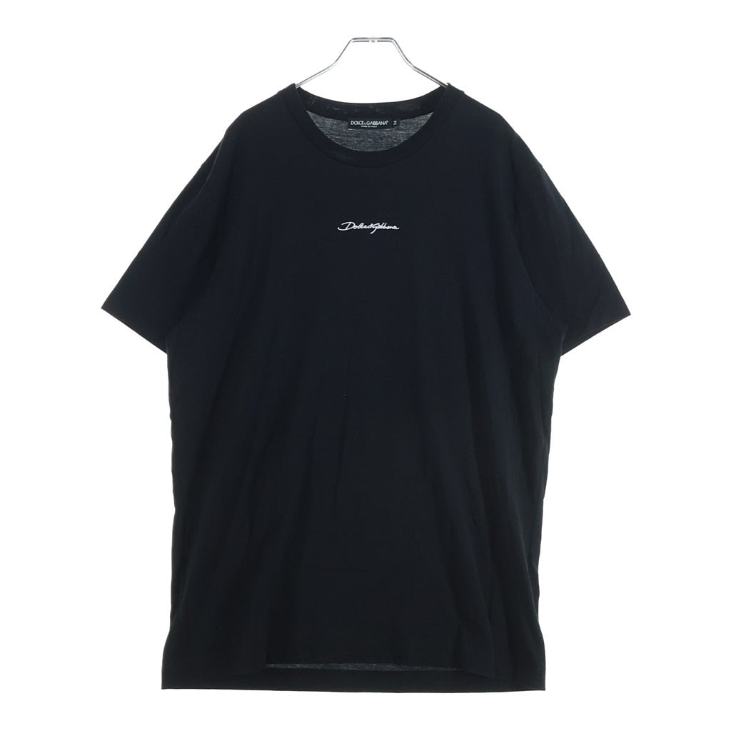 DOLCE & GABBANA(ドルチェアンドガッバーナ) フロントロゴ刺繍 半袖Tシャツ カットソー ブラック G7NUB A