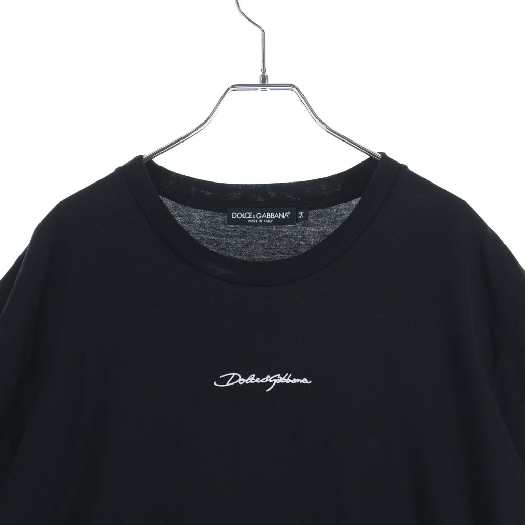 DOLCE & GABBANA(ドルチェアンドガッバーナ) フロントロゴ刺繍 半袖Tシャツ カットソー ブラック G7NUB A
