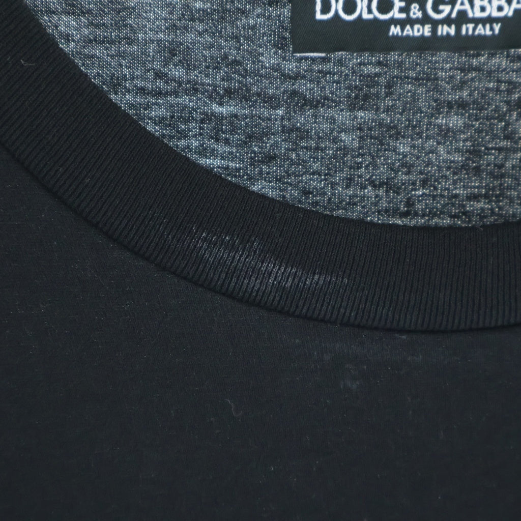 DOLCE & GABBANA(ドルチェアンドガッバーナ) フロントロゴ刺繍 半袖Tシャツ カットソー ブラック G7NUB A