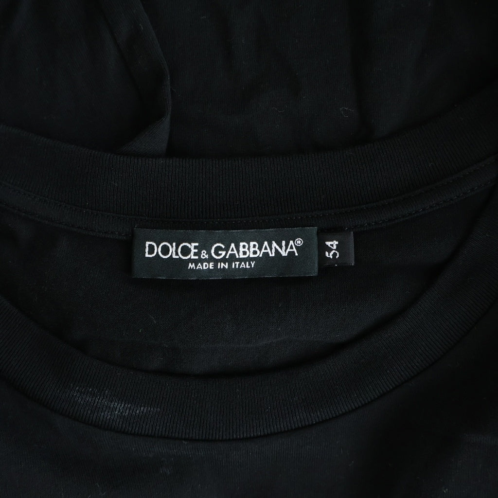 DOLCE & GABBANA(ドルチェアンドガッバーナ) フロントロゴ刺繍 半袖Tシャツ カットソー ブラック G7NUB A