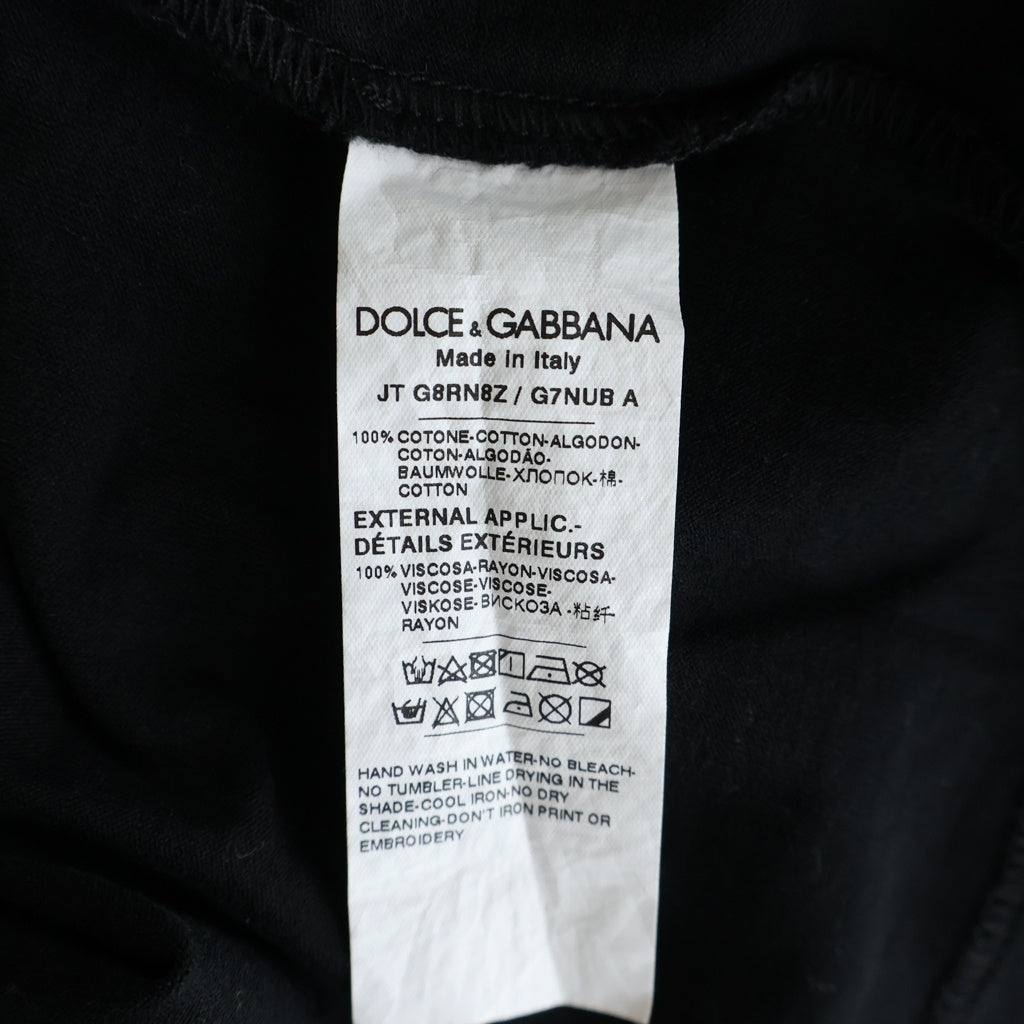 DOLCE & GABBANA(ドルチェアンドガッバーナ) フロントロゴ刺繍 半袖Tシャツ カットソー ブラック G7NUB A