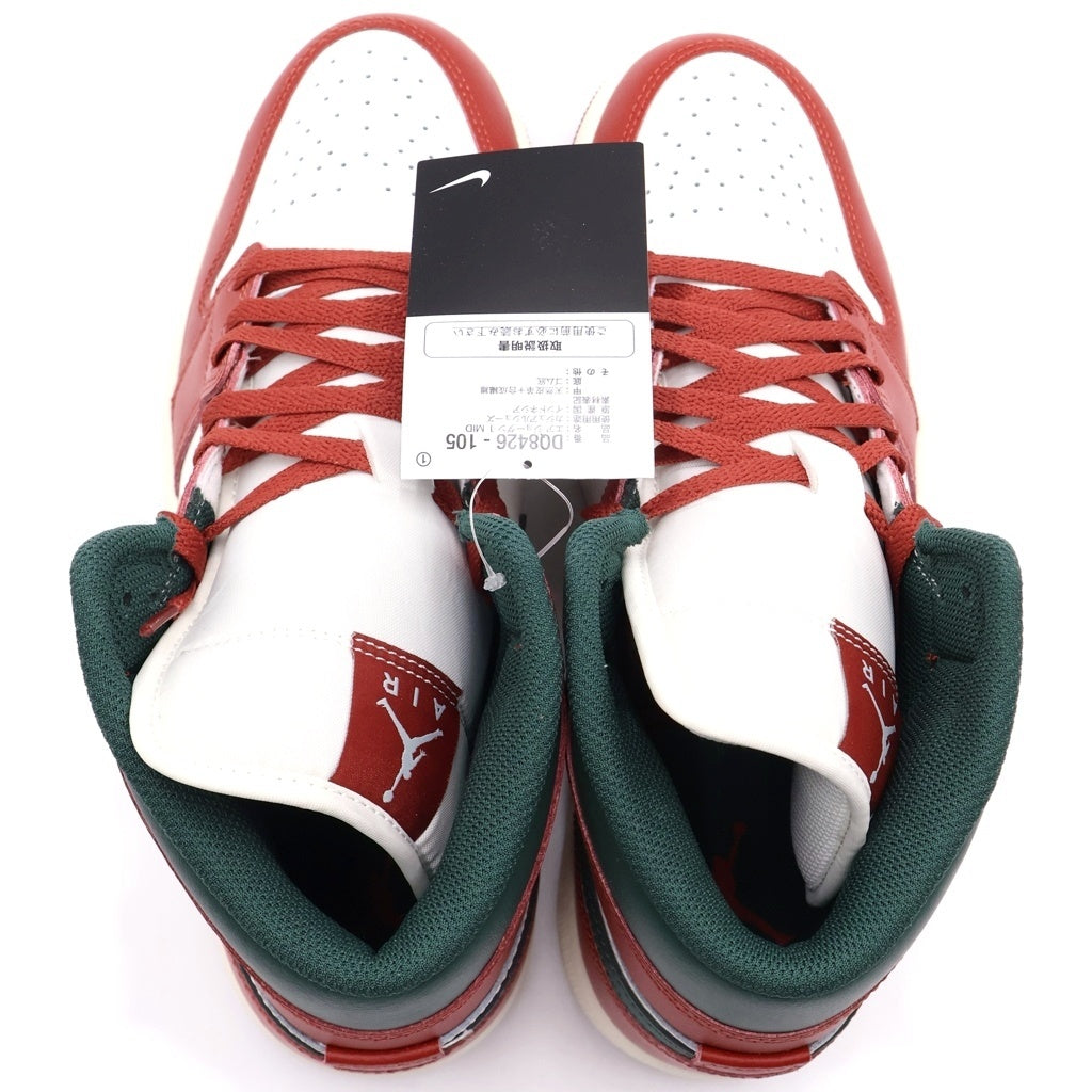 NIKE(ナイキ) AIR JORDAN 1 MID SAIL/PURE PLATINUM/REDSTONE/MIDNIGHT GREEN DQ8426-105 エアジョーダン1 ミッド ローカットスニーカー ホワイト/レッド US10.5/28.5cm