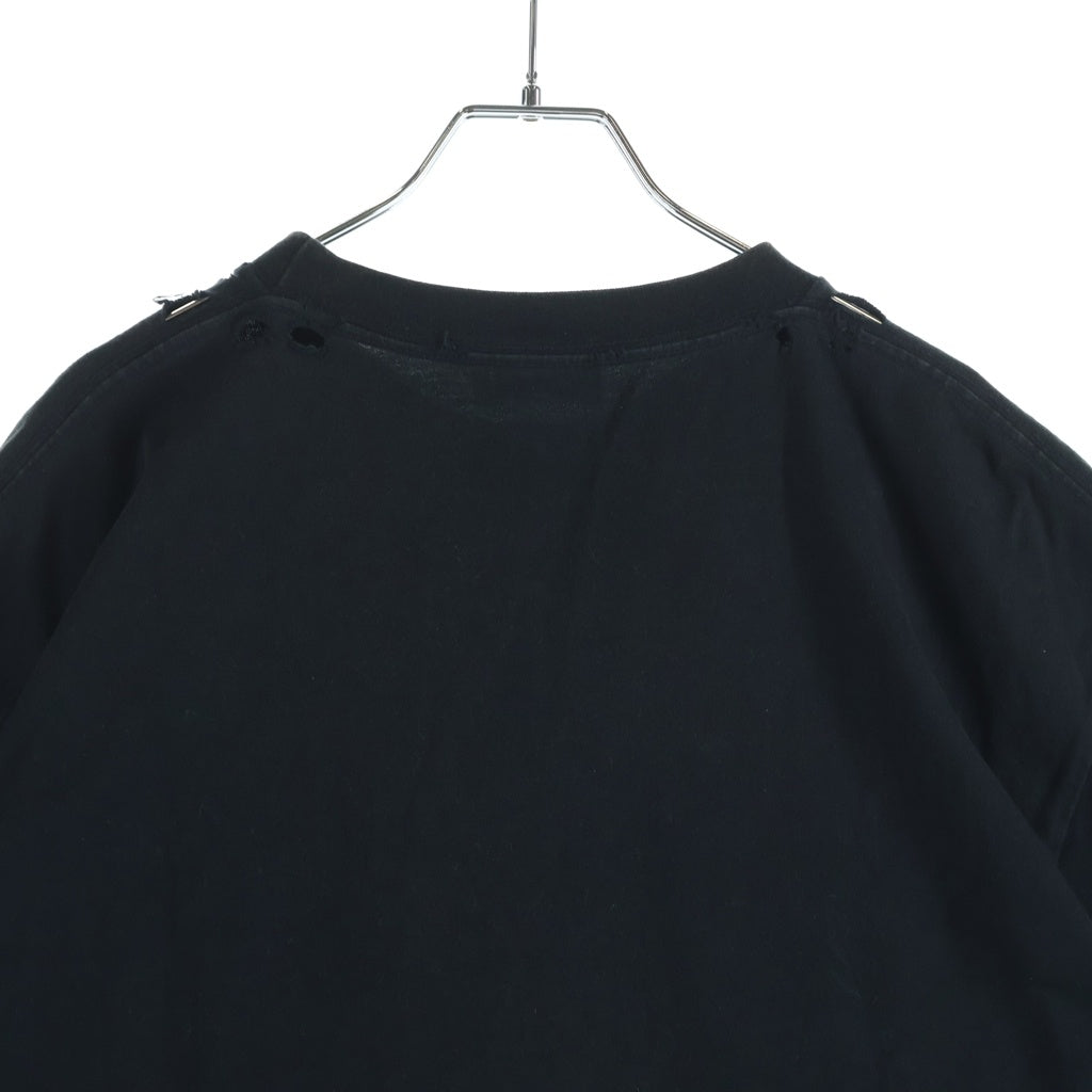 BALENCIAGA(バレンシアガ) Slogan Print Large Fit T-Shirt ダメージ加工 ペイント 半袖Tシャツ ブラック 641655 TMVH3