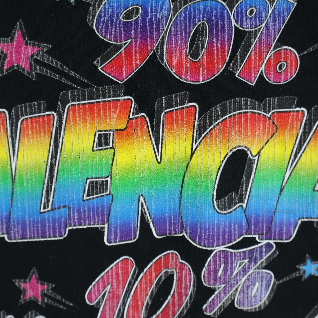 BALENCIAGA(バレンシアガ) Slogan Print Large Fit T-Shirt ダメージ加工 ペイント 半袖Tシャツ ブラック 641655 TMVH3