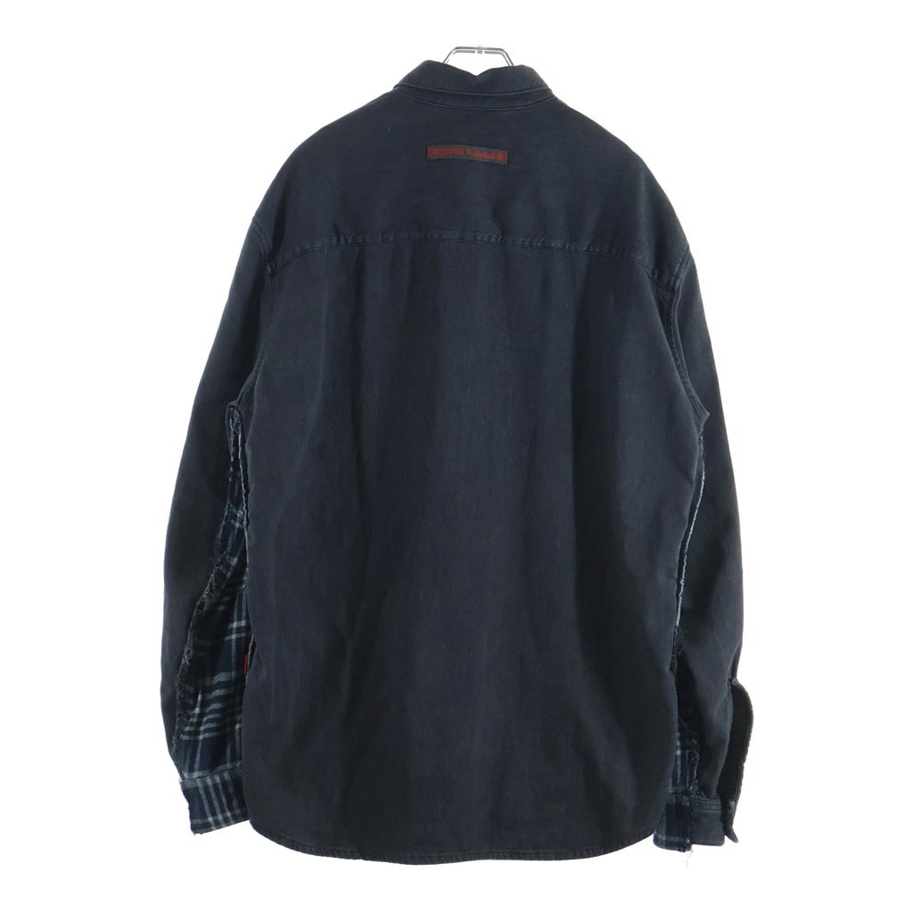 DIESEL(ディーゼル) 25SS ×Timberland ティンバーランド デニム切り替え 再構築 長袖シャツ ネイビー/ブラック DL-6B-T