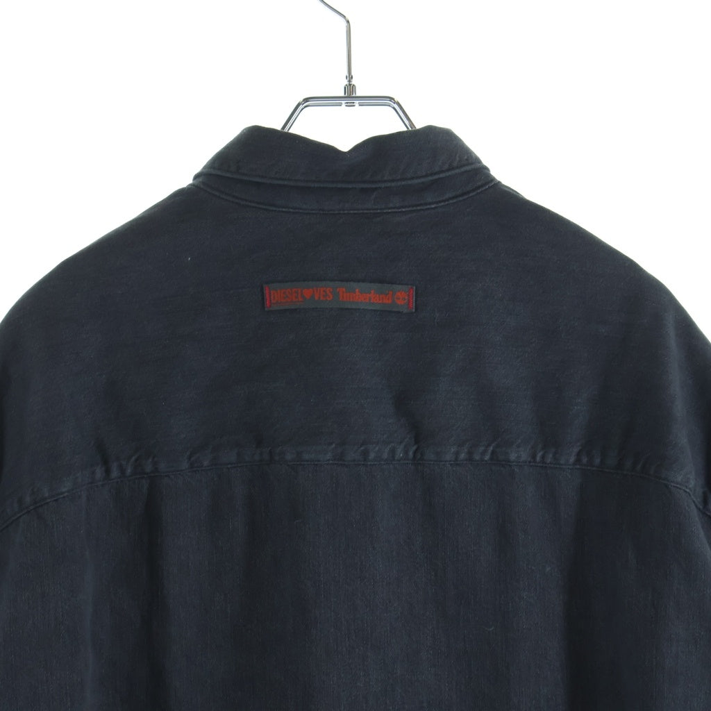 DIESEL(ディーゼル) 25SS ×Timberland ティンバーランド デニム切り替え 再構築 長袖シャツ ネイビー/ブラック DL-6B-T