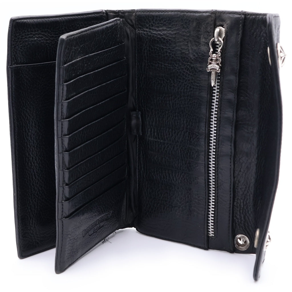 CHROME HEARTS(クロムハーツ) WAVE ウェーブ レザーウォレット 財布 ブラックBCA375
