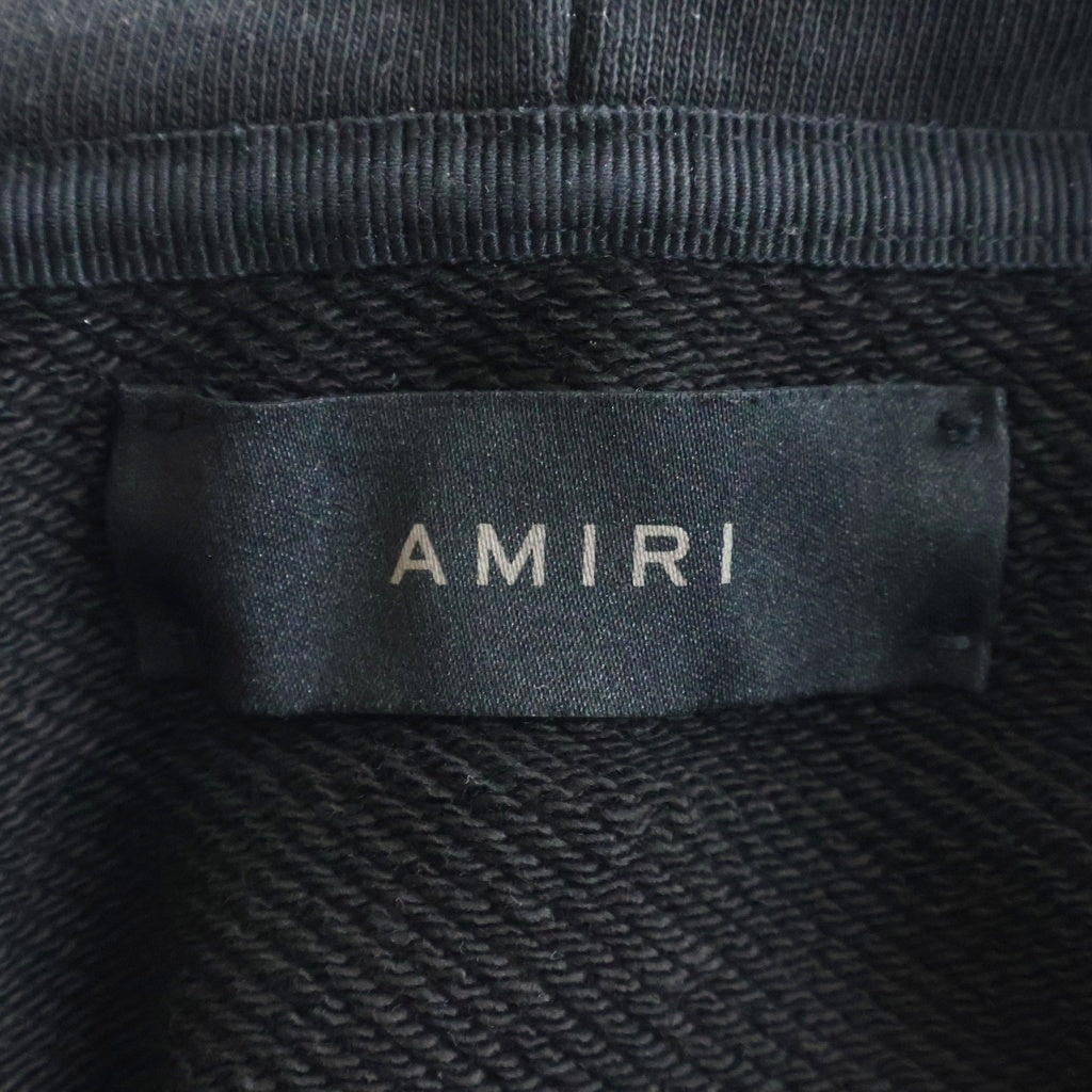 AMIRI(アミリ) 24AW MA SHOTGUN EMBROIDERED HOODIE ショットガン加工 ロゴ刺繍 プルオーバーパーカー ブラック AMJYHD1041