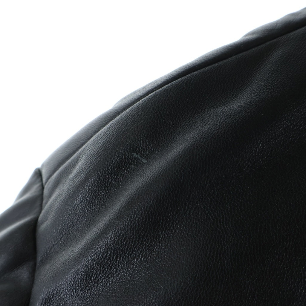 Paul Smith(ポールスミス) ラムレザー ジップアップ ダウンジャケット ブラック PP-MN-62285