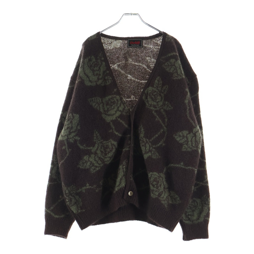 GANGSTERVILLE(ギャングスタービル) 23AW Mohair Cardigan フラワー柄 長袖モヘアカーディガン ブラウン GSV-23-AW-06