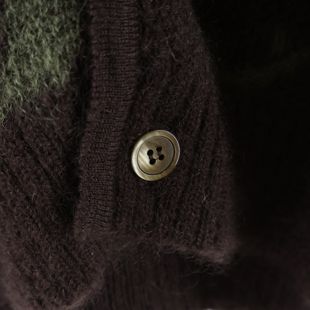 GANGSTERVILLE(ギャングスタービル) 23AW Mohair Cardigan フラワー柄 長袖モヘアカーディガン ブラウン GSV-23-AW-06