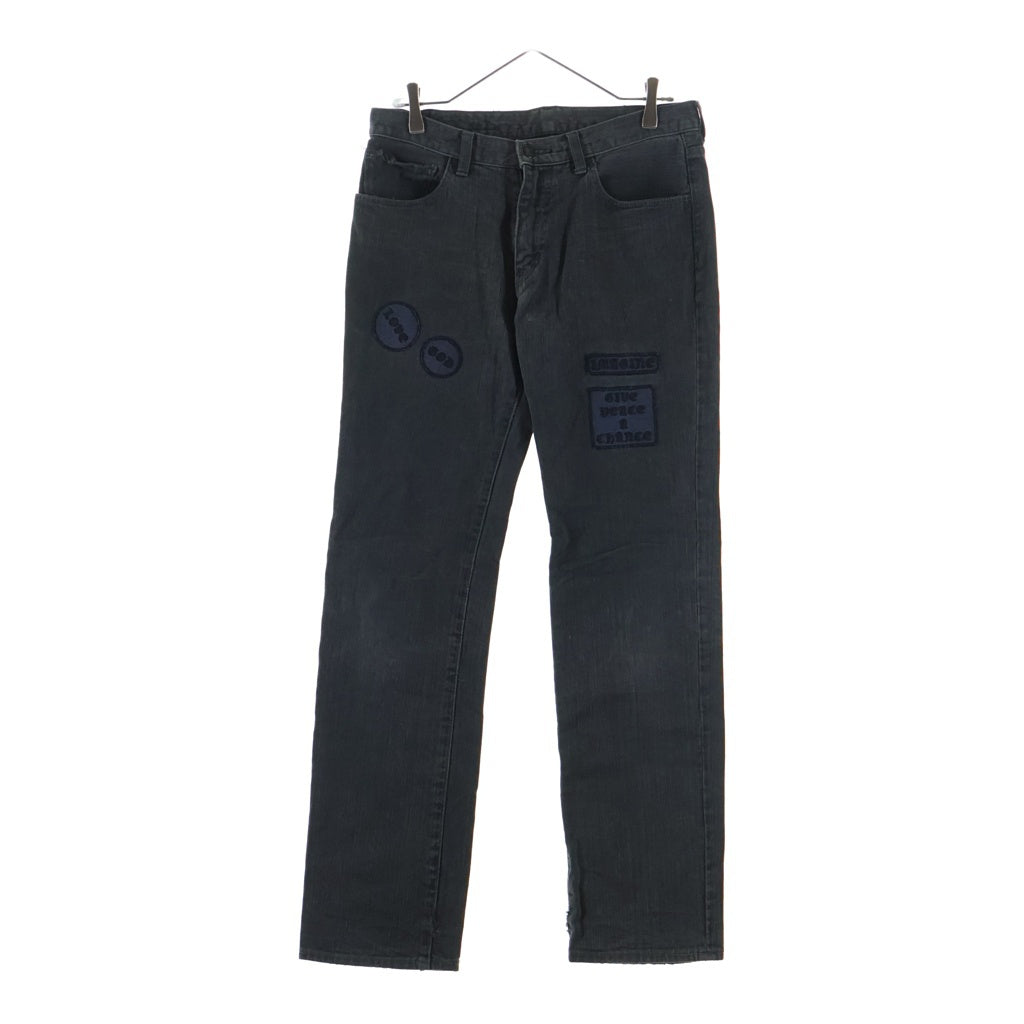 NUMBER (N)INE(ナンバーナイン) 04AW GIVE期 Boot Cut Patchwork Denim ワッペン ジップフライ デニムパンツ インディゴブラック