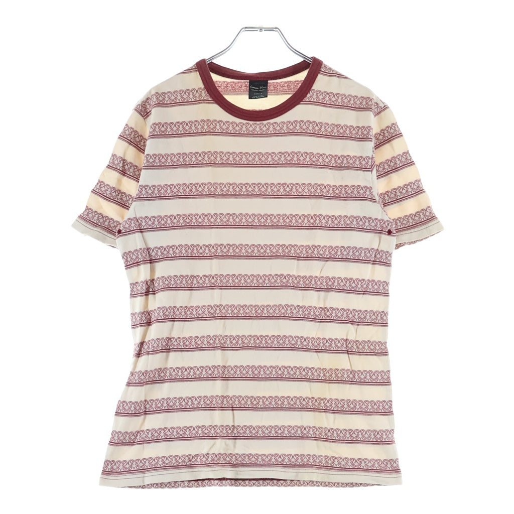 NUMBER (N)INE(ナンバーナイン) 03AW カート期 Heart Tee ハートロゴ ジャガード 半袖Tシャツ カットソー アイボリー/レッド