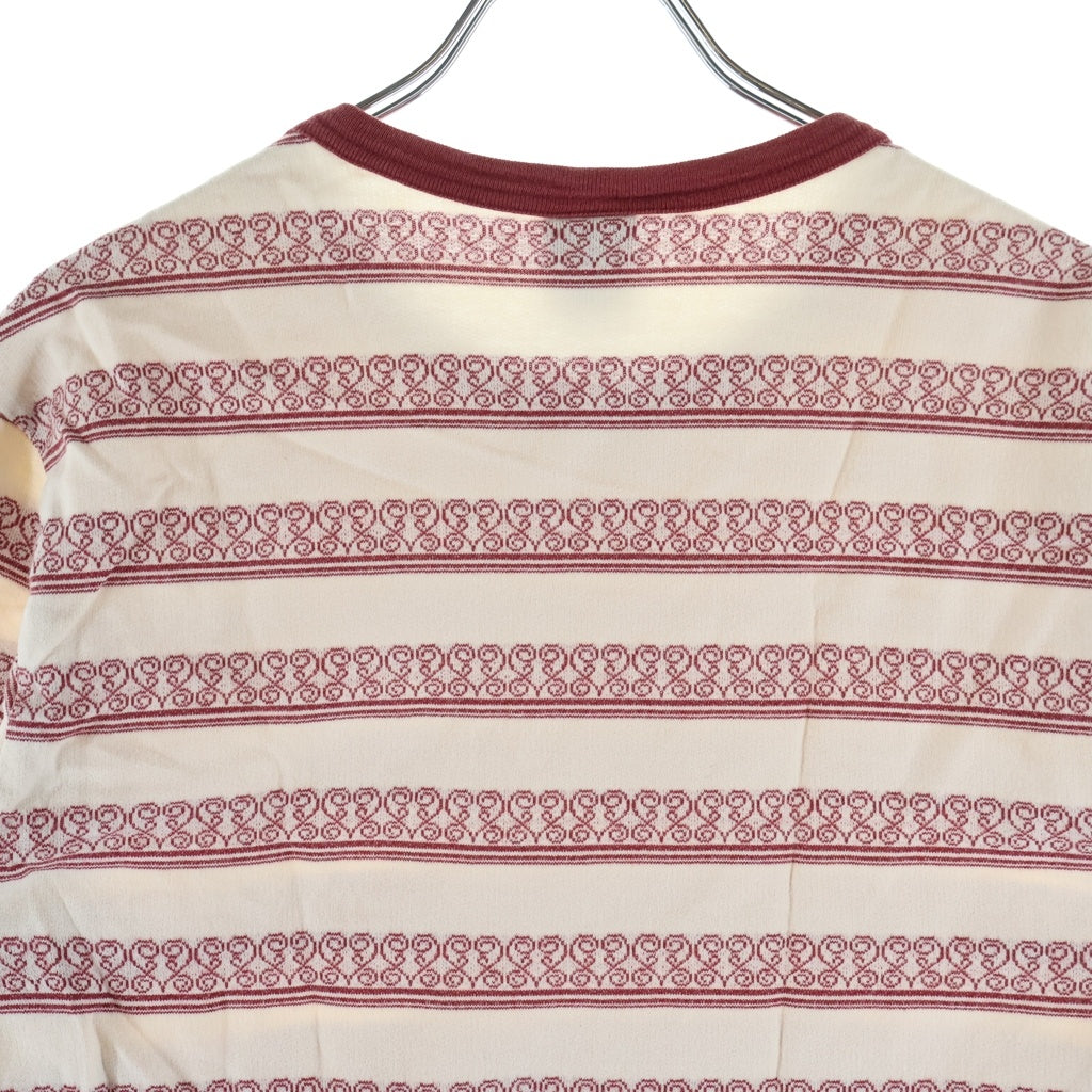 NUMBER (N)INE(ナンバーナイン) 03AW カート期 Heart Tee ハートロゴ ジャガード 半袖Tシャツ カットソー アイボリー/レッド