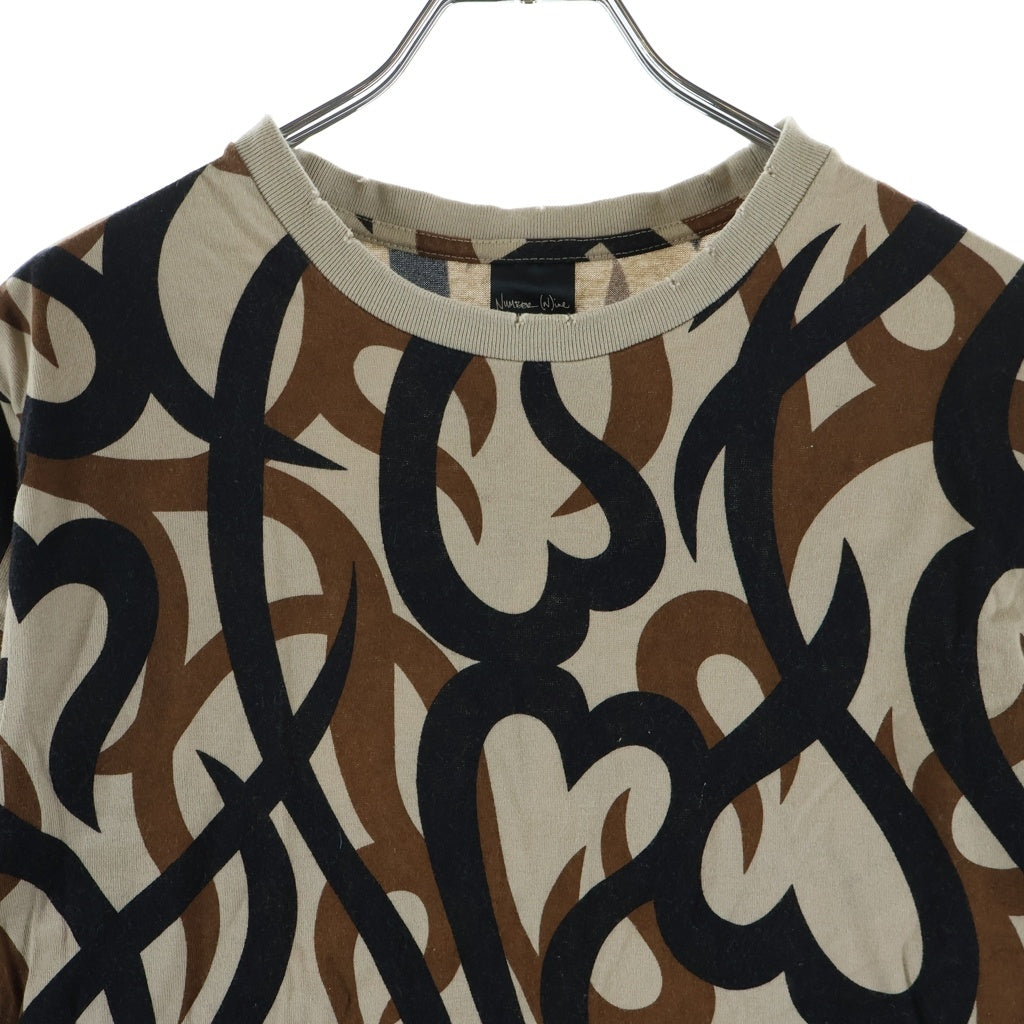 NUMBER (N)INE(ナンバーナイン) 04AW GIVE期 ハートトライバル カモフラ 半袖Tシャツ カットソー ブラウン/ブラック