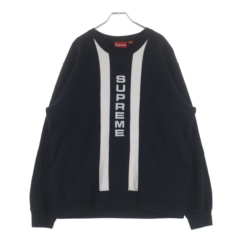 SUPREME(シュプリーム) 17SS Vertical Logo Panel Crewnwck Sweatshirt バーティカル ロゴパネル クルーネック スウェット トレーナー ブラック