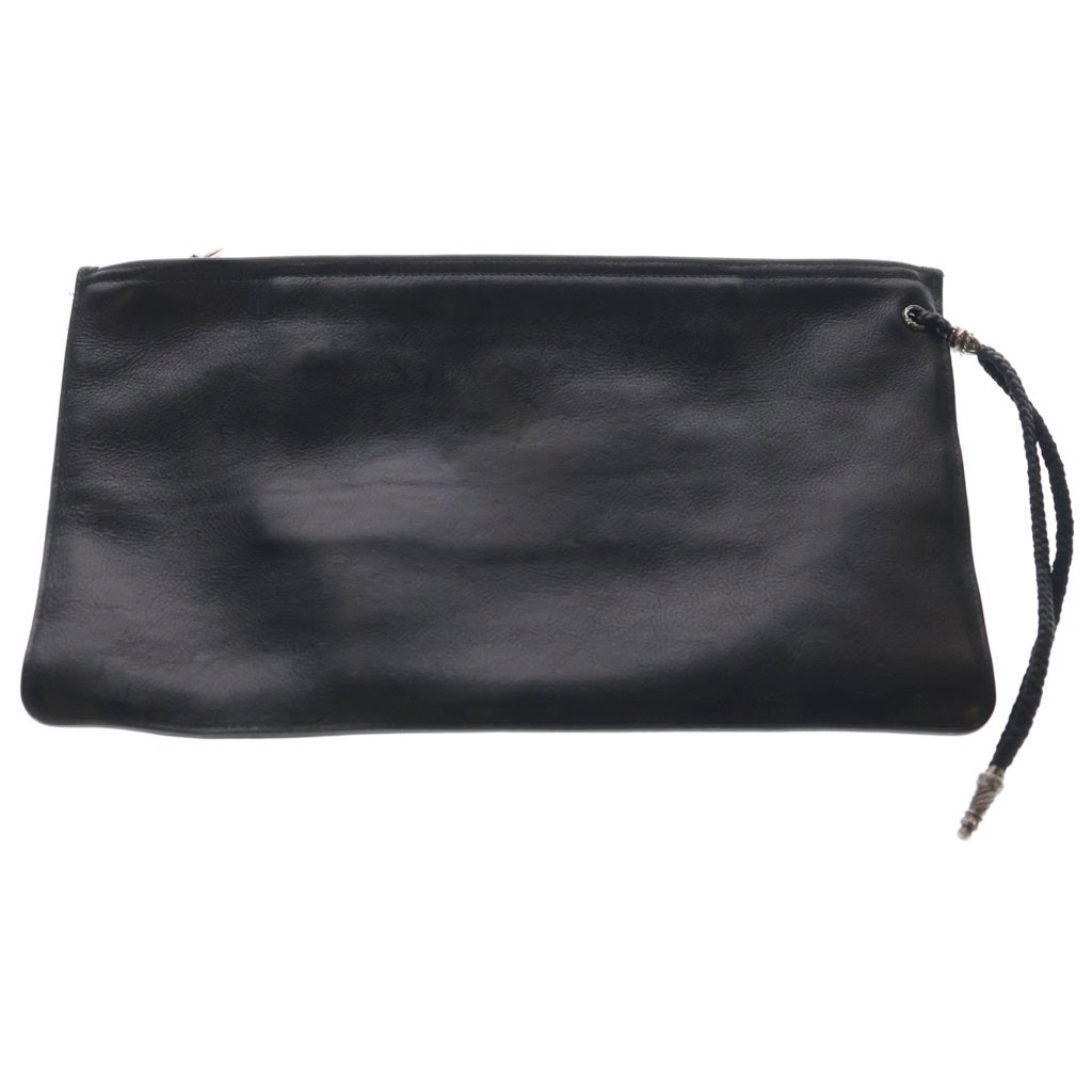 CHROME HEARTS(クロムハーツ) FLAT MED PLANE レザー フラット プレーン クラッチバッグ セカンドバック ブラック