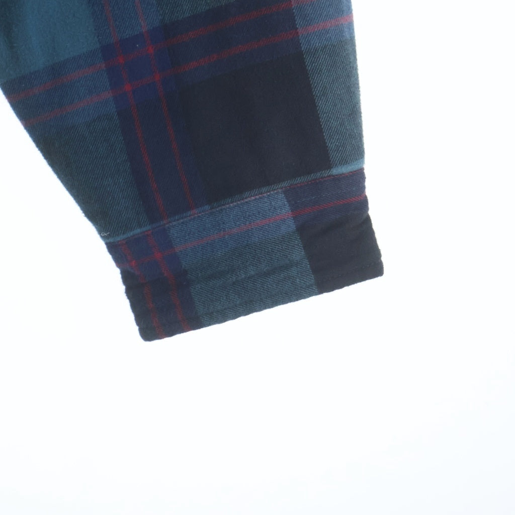 SUPREME(シュプリーム) 20AW Quilted Flannel Shirt バックロゴ刺繍 キルティング フランネル チェック柄 長袖シャツ ジャケット ブルー