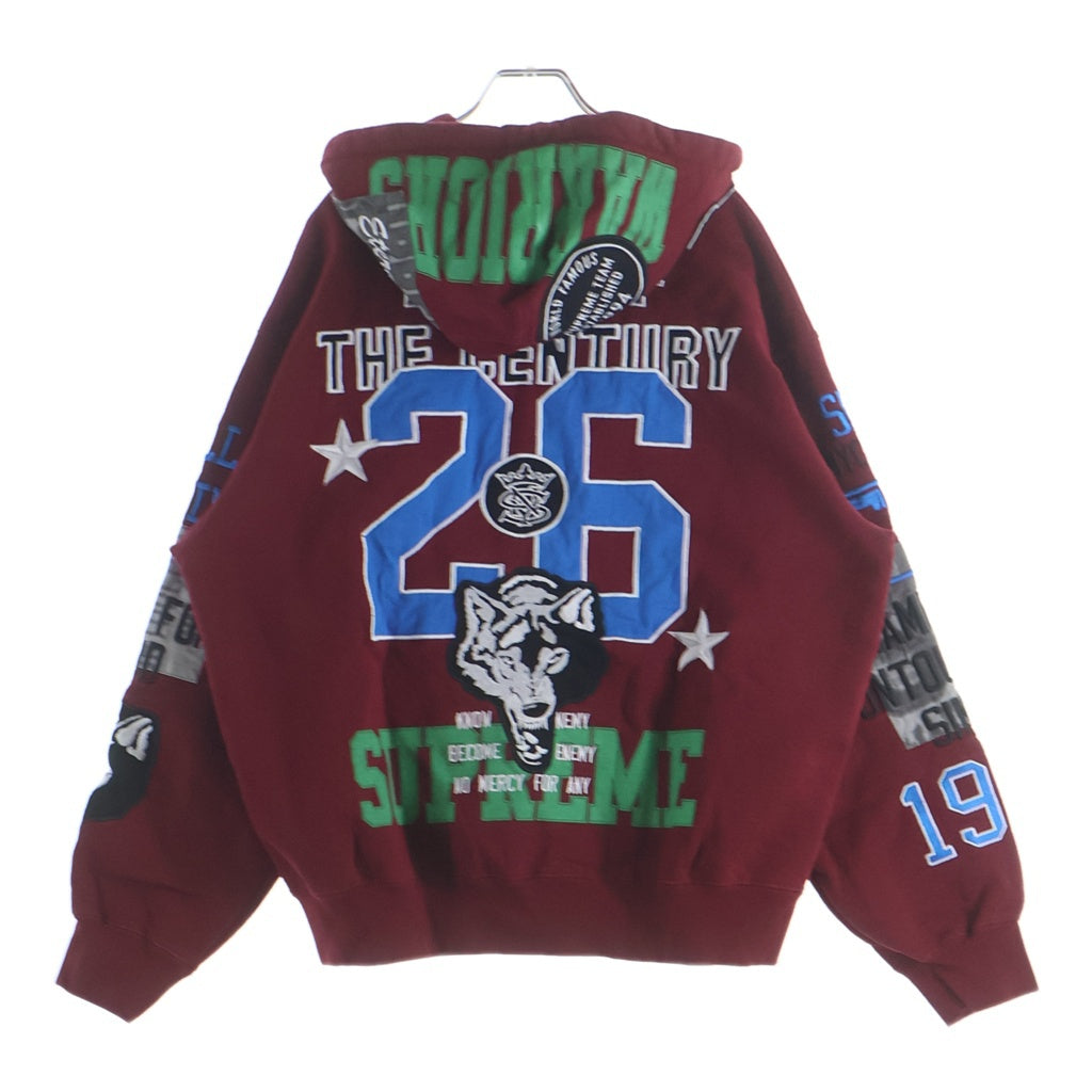 SUPREME(シュプリーム) 26SS Warrios Applique Zip Up Hooded Sweat Shirt ウォリアーズ アプリケ ジップアップ フーデッド スウェット パーカー レッド