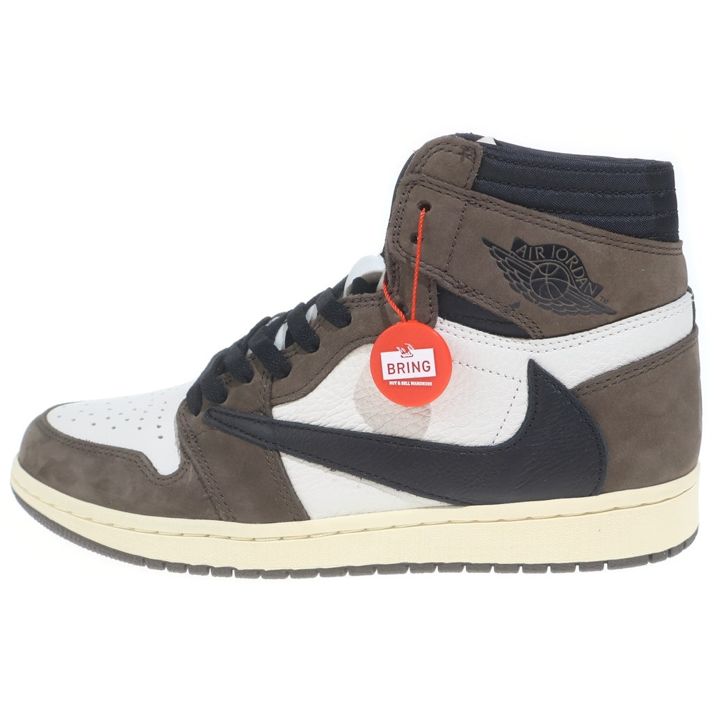 NIKE(ナイキ) ×TRAVIS SCOTT AIR JORDAN 1 HIGH OG TS SP トラヴィススコット エアジョーダン1 ハイカットスニーカー ブラウン/ホワイト US9/27cm CD4487-100