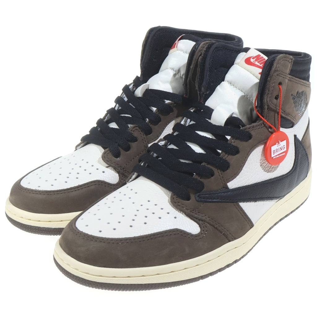 NIKE(ナイキ) ×TRAVIS SCOTT AIR JORDAN 1 HIGH OG TS SP トラヴィススコット エアジョーダン1 ハイカットスニーカー ブラウン/ホワイト US9/27cm CD4487-100