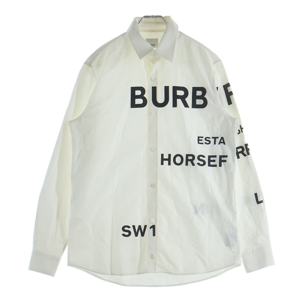 BURBERRY(バーバリー) Horseferry Long Sleeve Shirt ロゴプリント 長袖シャツ ロングスリーブ ホワイト 8023776