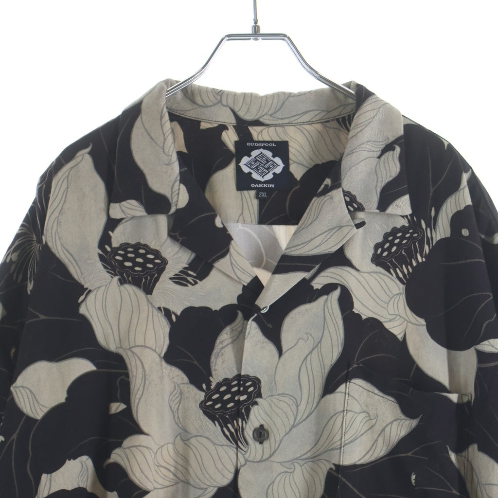 BUDSPOOL(バッズプール) × Gakkin HAWAIAN SHIRT ガッキン 総柄レーヨン 半袖シャツ ブラウン