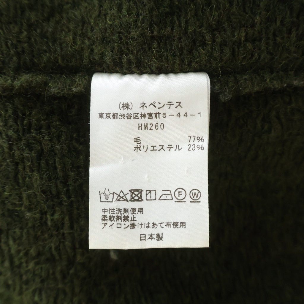 Needles(ニードルス) カットオフ オープンネック 長袖ニット セーター カーキ HM260