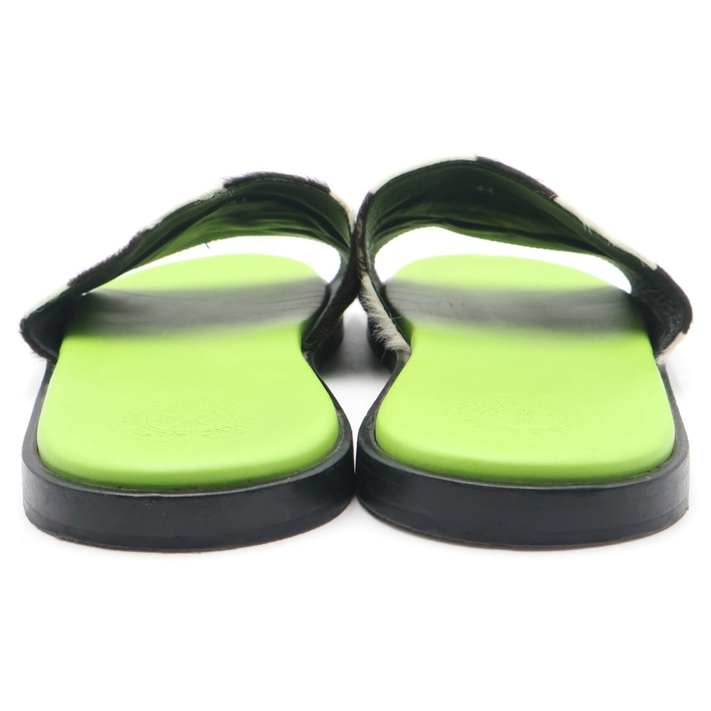 CHROME HEARTS(クロムハーツ) Harako Leather Zebra CH Cross Sandals ハラコ ゼブラ柄 クロスパッチ ビーチサンダル ライトグリーン