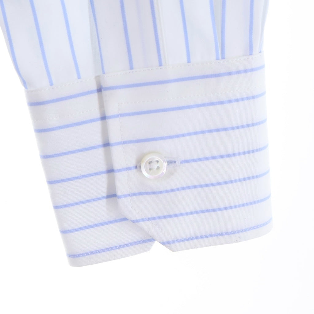 THOM BROWNE(トムブラウン) CLASSIC LONG SLEEVE ROUND COLLAR SHIRT クラシック ロングスリーブ ラウンドカラー ストライプ 長袖シャツ ホワイト/ブルー レディース FLL207A-F0916-480