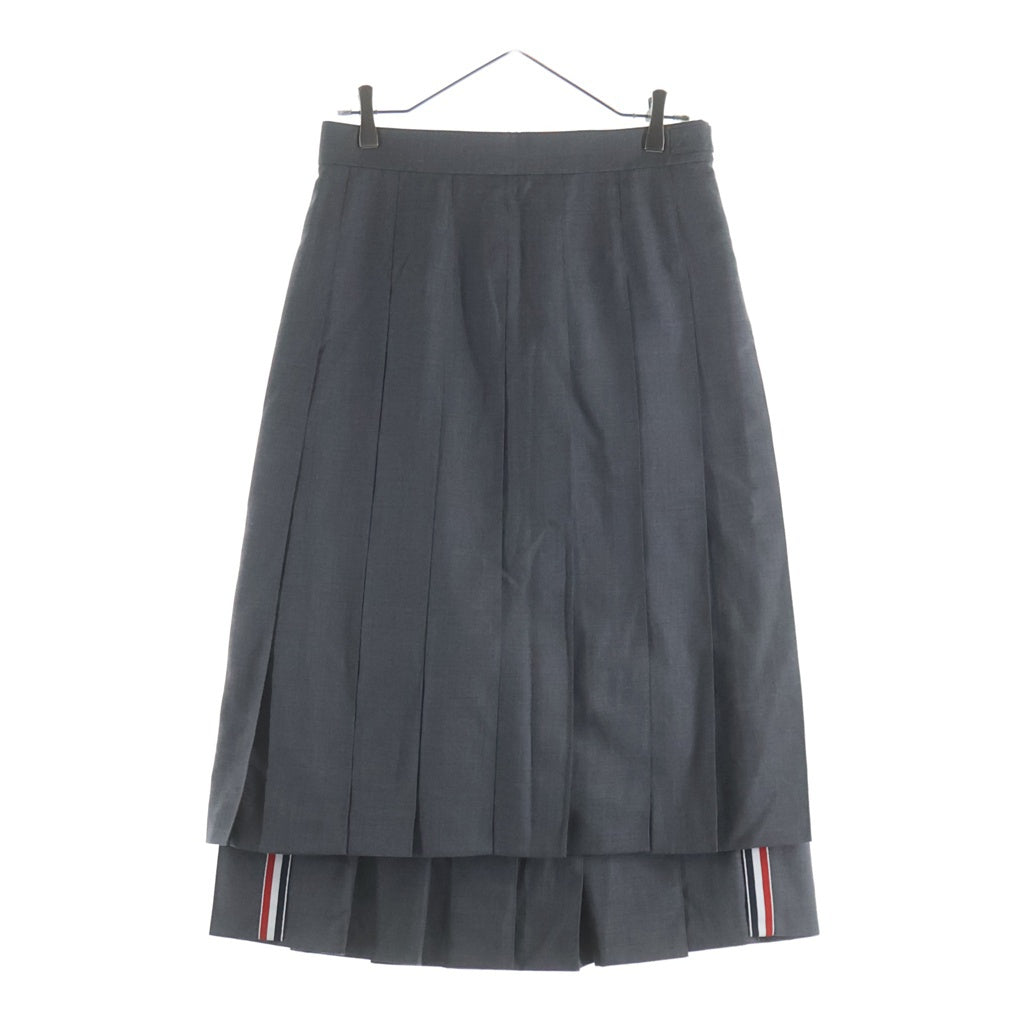 THOM BROWNE(トムブラウン) TWILL MIDI PLEATED SKIRT ツイル プリーツ ミディスカート グレー レディース FGC400V-00626-035