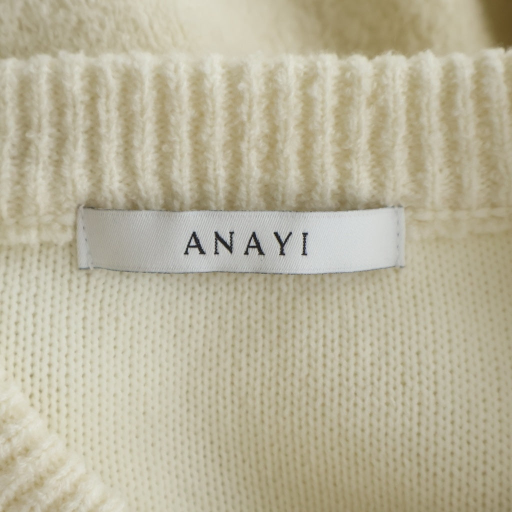 ANAYI(アナイ) シアーライン クルーネック ニットカーディガン アイボリー レディース 102528-16-350-02-380