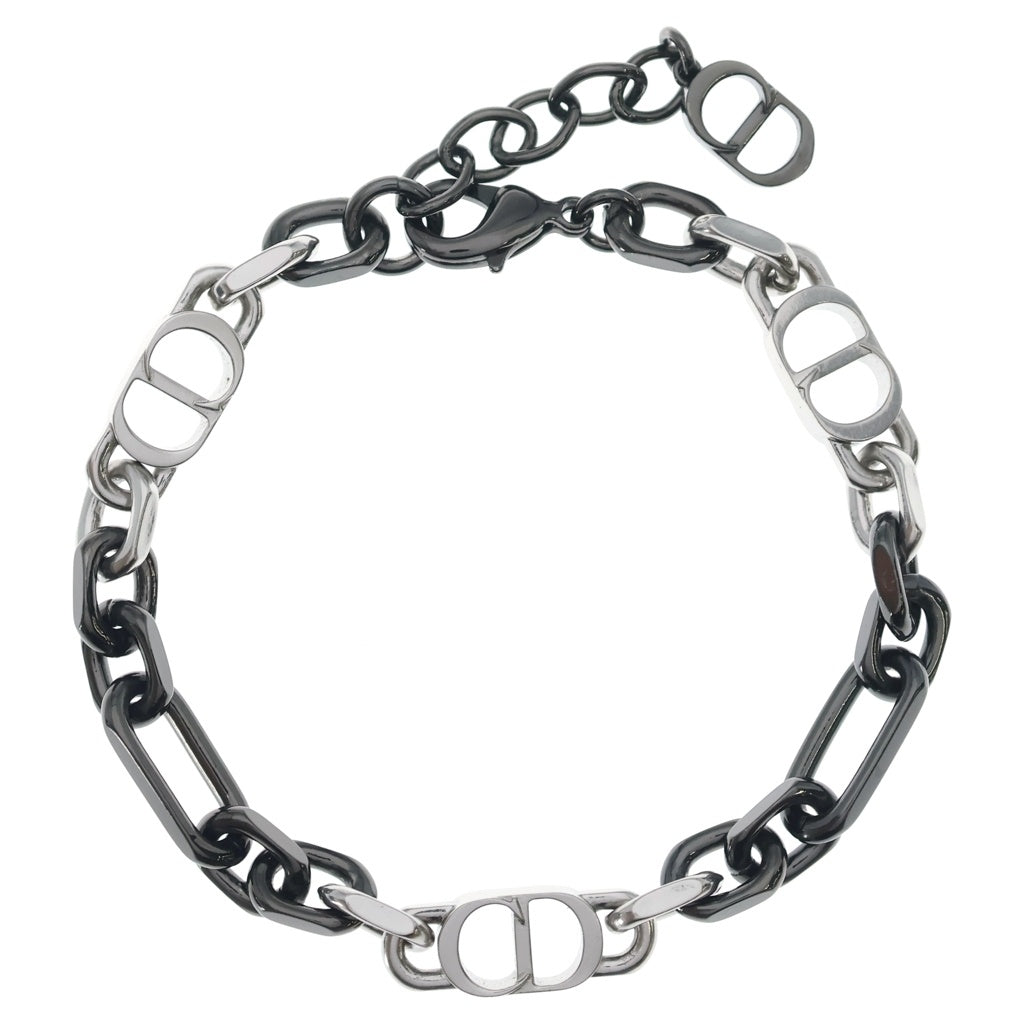 DIOR(ディオール) CD ICON CDアイコン チェーンリンク ブレスレット ブラック/シルバー