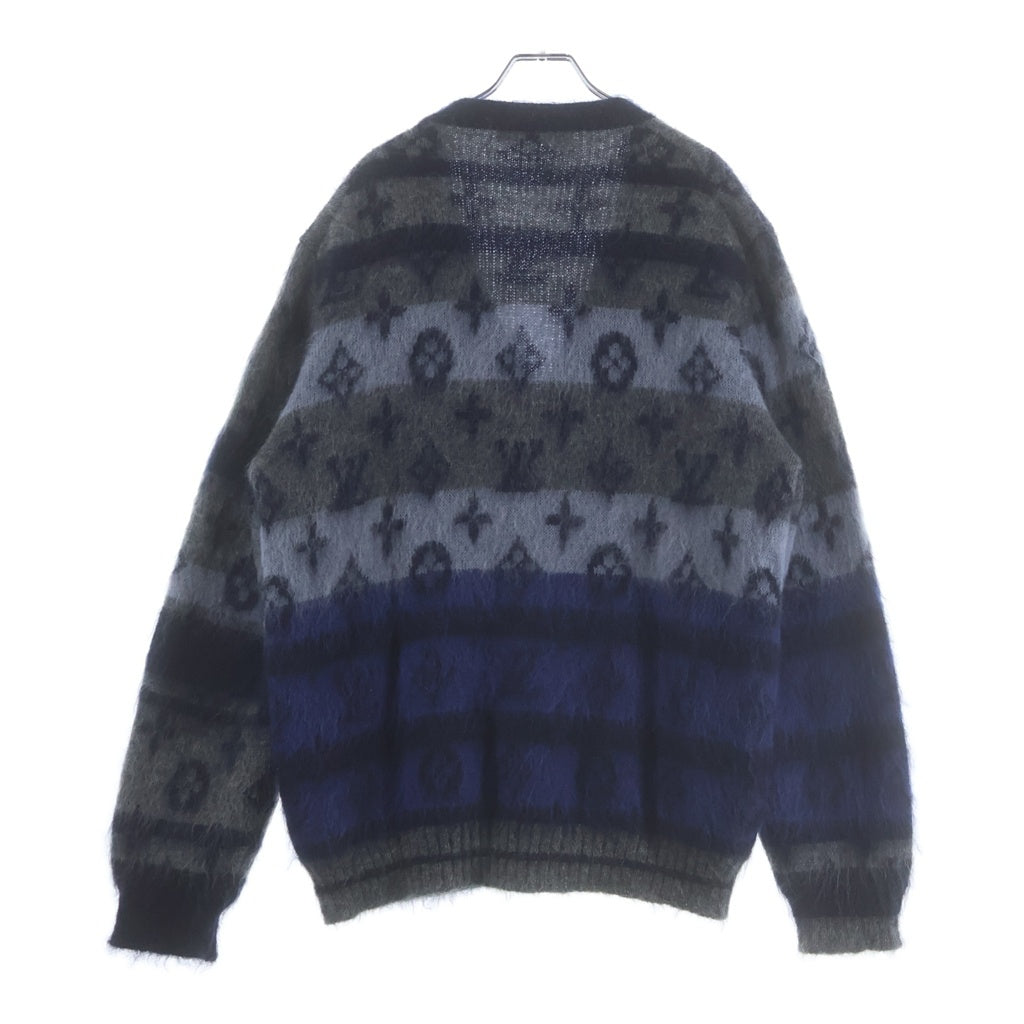 LOUIS VUITTON(ルイヴィトン) モノグラム モヘヤ混 ニットカーディガン ネイビー /グレー RM261MM NE5 HQN46W