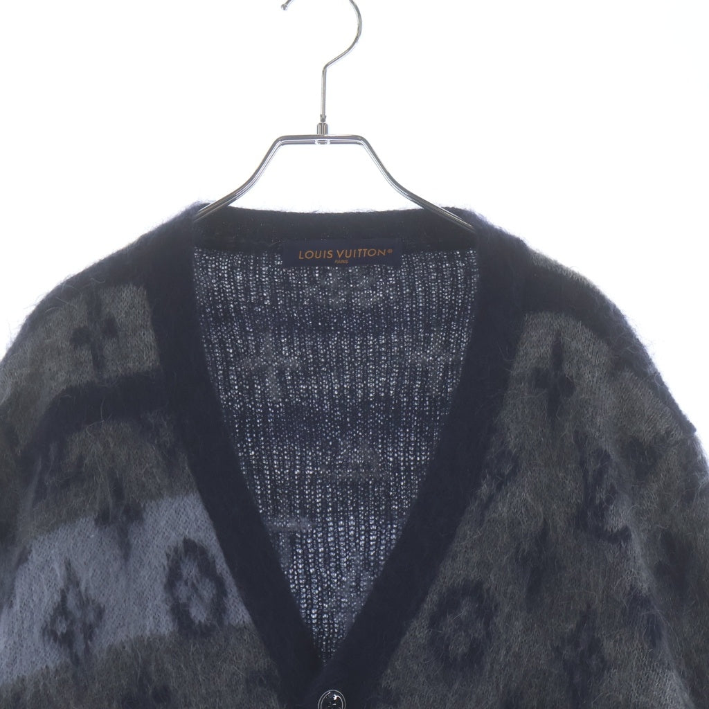 LOUIS VUITTON(ルイヴィトン) モノグラム モヘヤ混 ニットカーディガン ネイビー /グレー RM261MM NE5 HQN46W