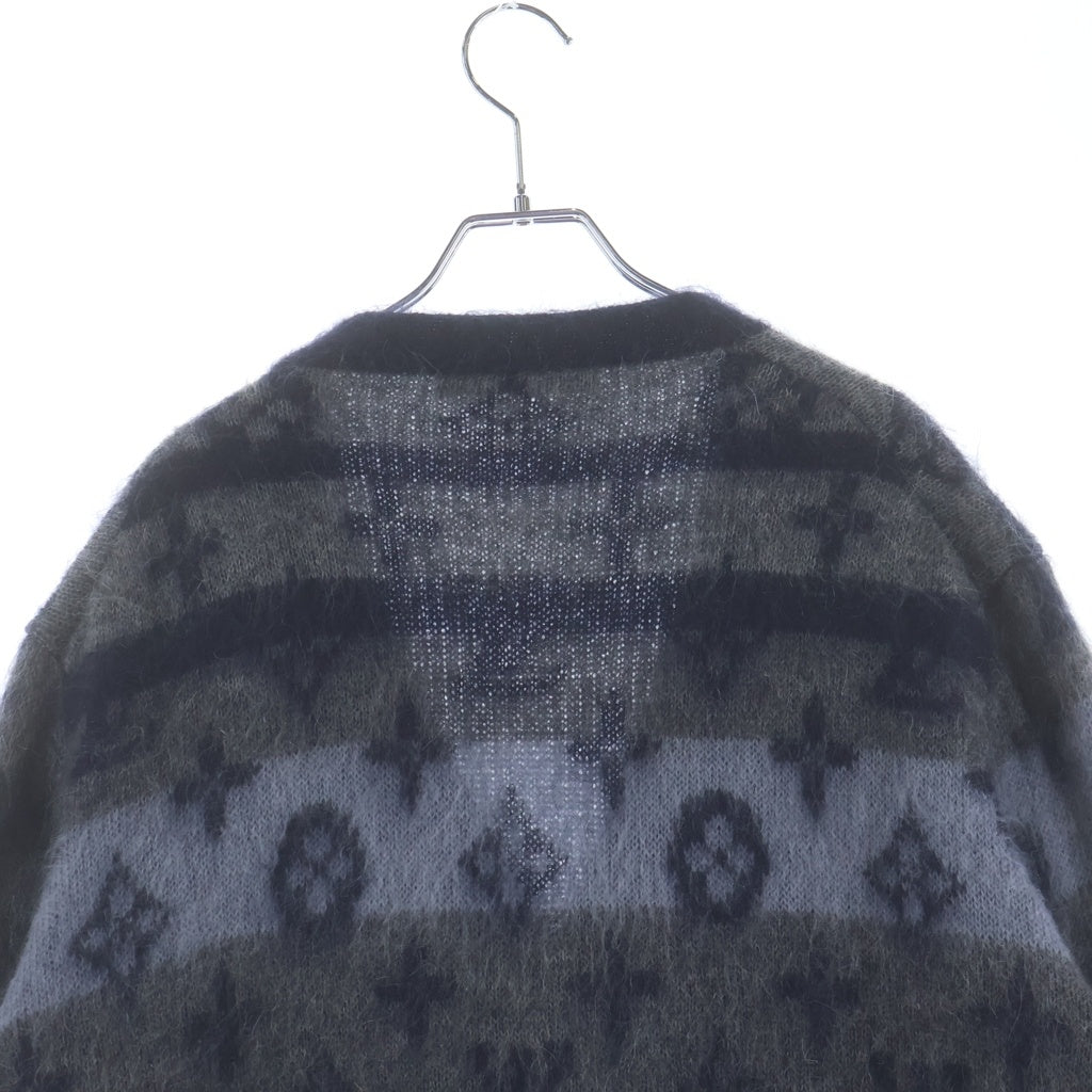 LOUIS VUITTON(ルイヴィトン) モノグラム モヘヤ混 ニットカーディガン ネイビー /グレー RM261MM NE5 HQN46W