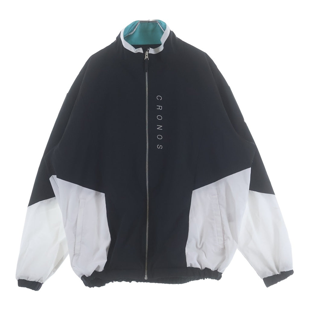 NO BRAND(ノーブランド) CRONOS クロノス ADAPT BLOUSON アダプト ブルゾン フロントロゴプリント ジップアップ ナイロンジャケット ブラック/ホワイト C03-BL-2604ST