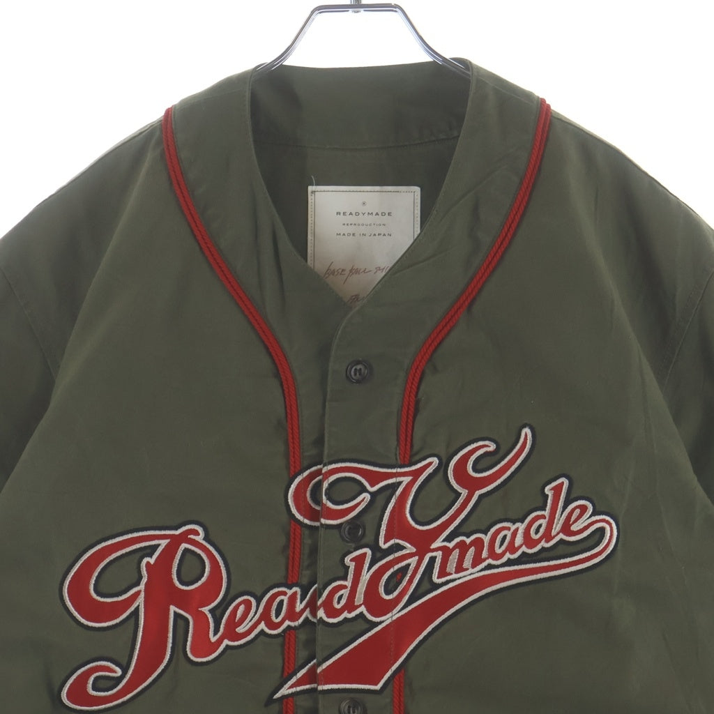 READY MADE(レディメイド) 19SS BASEBALL SHIRT ロゴ刺繍 ベースボール半袖シャツ カーキ