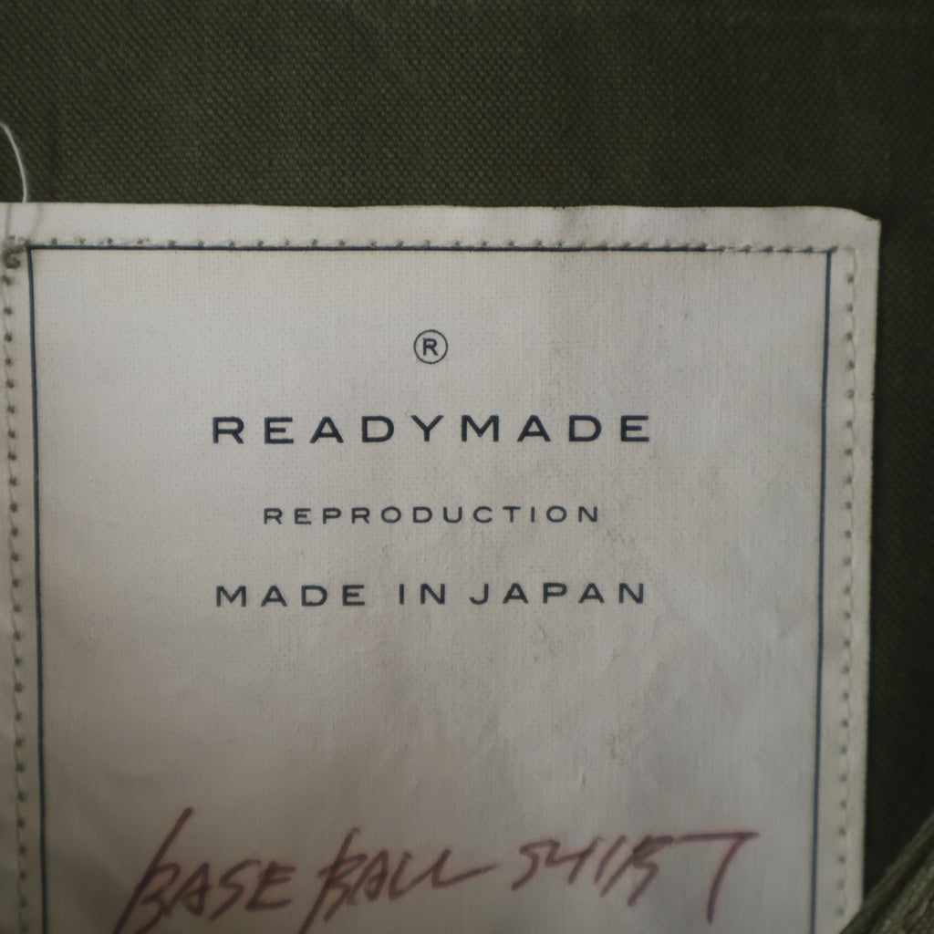 READY MADE(レディメイド) 19SS BASEBALL SHIRT ロゴ刺繍 ベースボール半袖シャツ カーキ