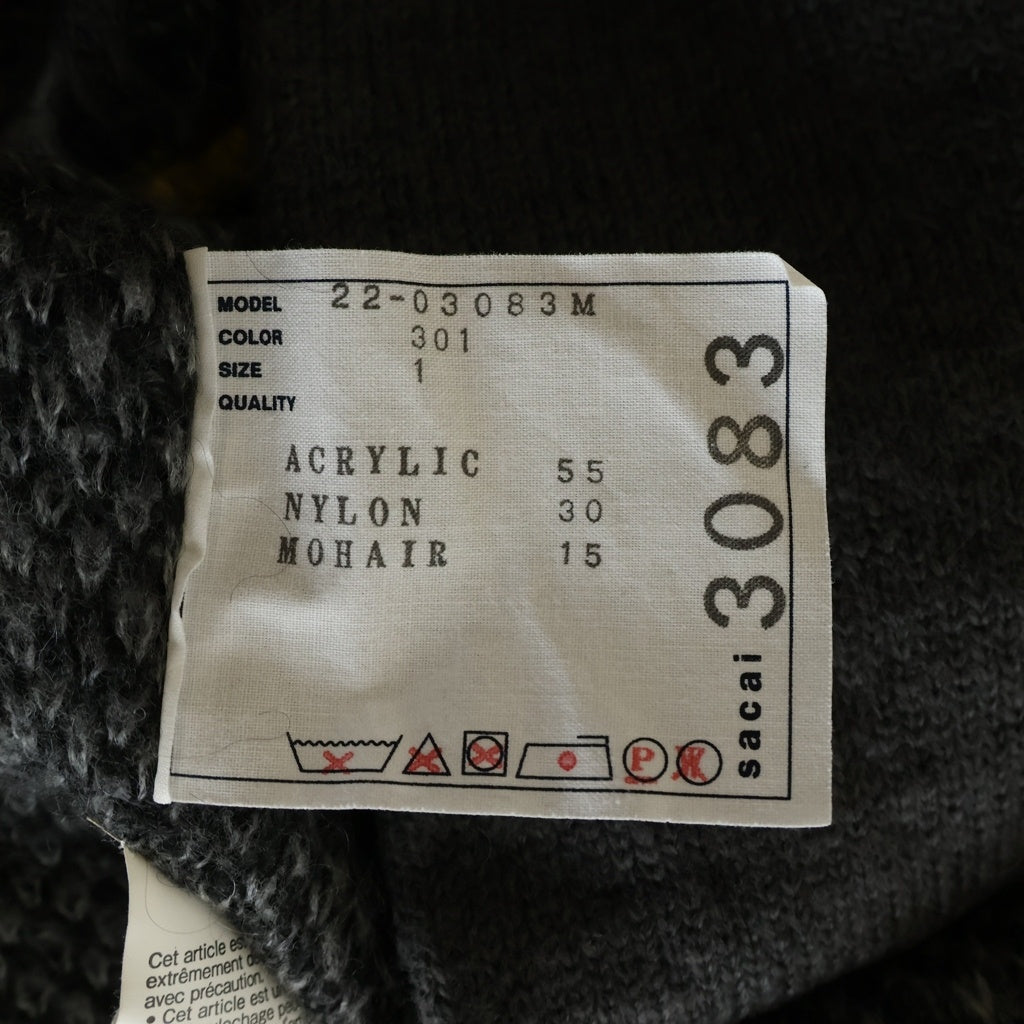 Sacai(サカイ) 22AW Leopard Jacquard Mohair Knit Cardigan レオパード ジャカード モヘア ニット カーディガン ブラック 22-03083M