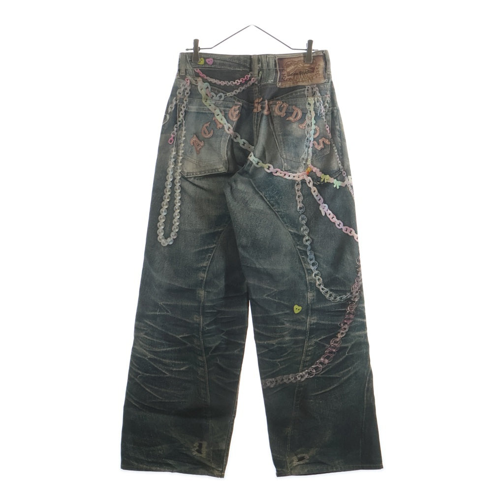Acne Studios(アクネ ストゥディオズ) Baggy Fit Jeans 1981M 転写プリント ボタンフライ バギーフィット デニムパンツ FN-MN-TROU001101