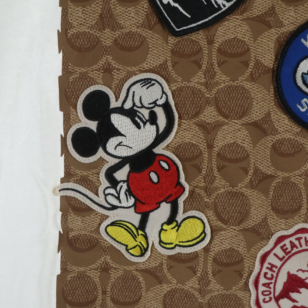 COACH(コーチ) ×DISNEY シグネチャーロゴ ワッペン クルーネック 半袖Tシャツ カットソー ホワイト 3233