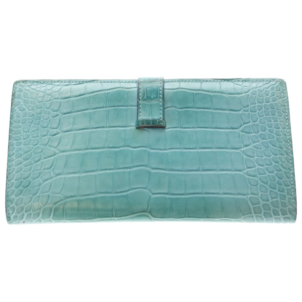 HERMES(エルメス) ベアンスフレ アリゲーターマット ブルーアトール シルバー金具 T刻印 レディース