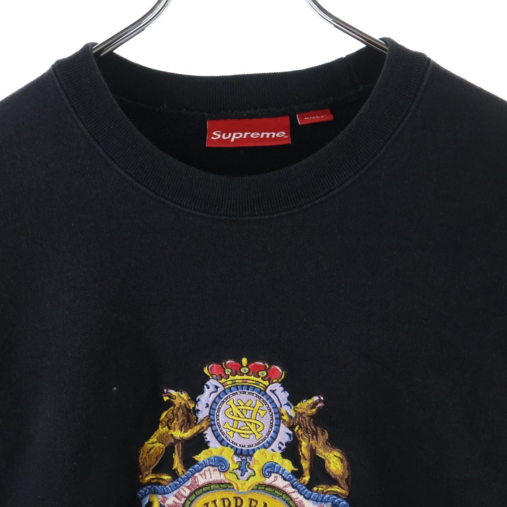 SUPREME(シュプリーム) 23SS Crest Crewneck クレスト ロゴ刺繍 クルーネック スウェットトレーナー ブラック