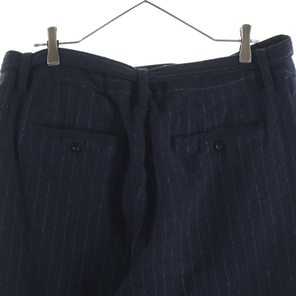 Sacai(サカイ) 23AW WOOL STRIPED PANTS WITH BELT ウール ストライプ チェック ベルト付き スラックスパンツ ネイビー 23-03195M
