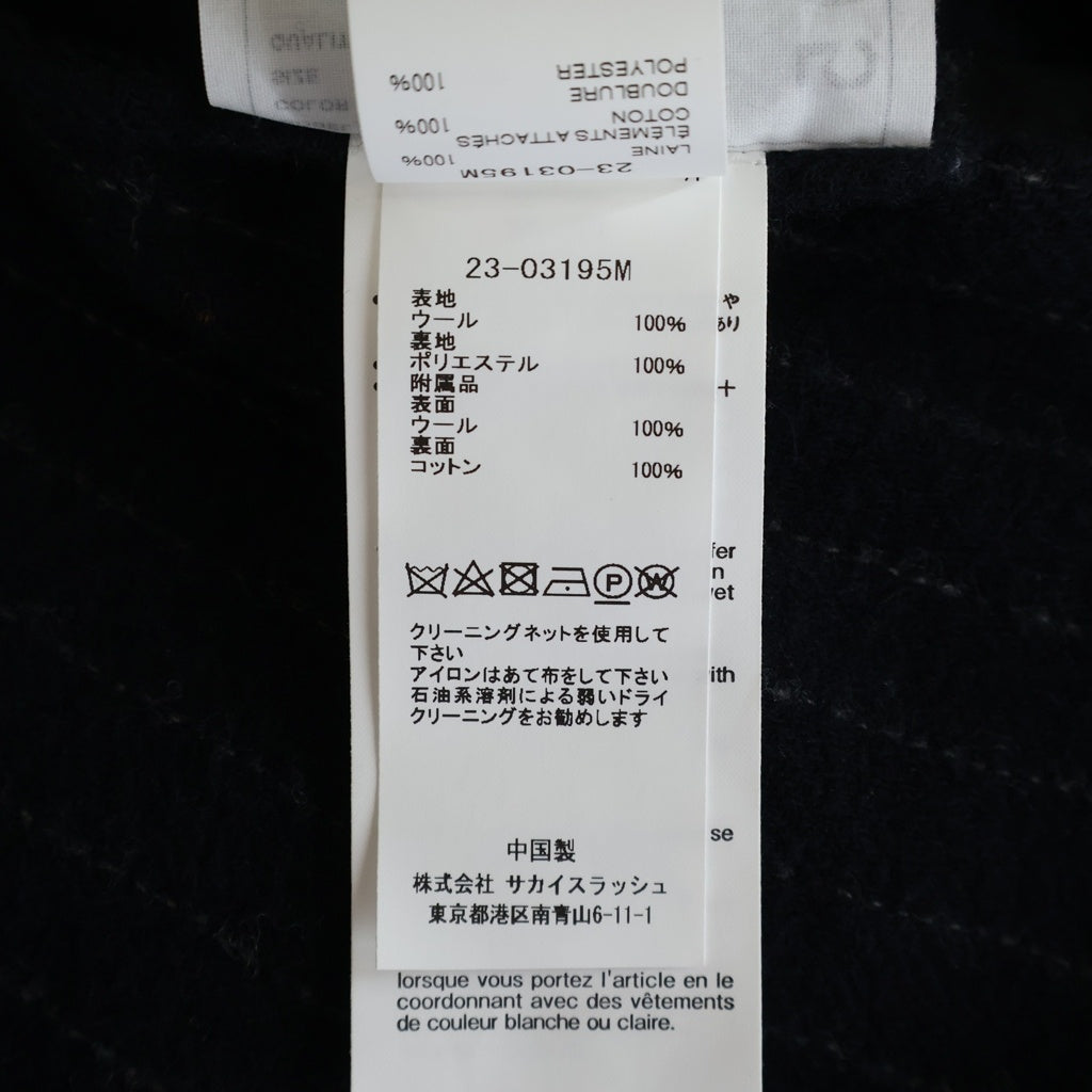 Sacai(サカイ) 23AW WOOL STRIPED PANTS WITH BELT ウール ストライプ チェック ベルト付き スラックスパンツ ネイビー 23-03195M